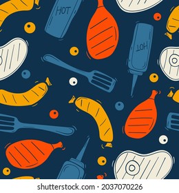 BBQ package paper vector seamless repeat pattern.