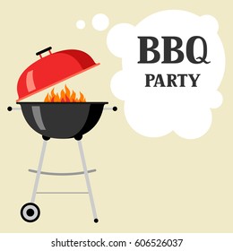 Bbq party background with grill and fire.