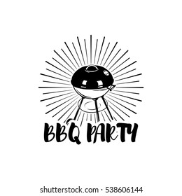 BBQ Party Badge. Grill label. Vector illustration isolated on white background