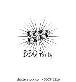 BBQ Party Badge. Kebab grill label. Vector illustration isolated on white background
