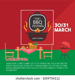 BBQ Party Bannar, Poster And Template, Card