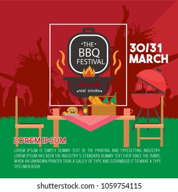 BBQ Party Bannar, Poster And Template, Card