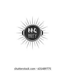 BBQ party banner grill badge. Vector illustration isolated on white background