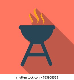BBQ party banner grill with fire isolated on background