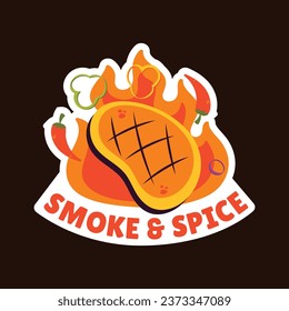 BBQ party. Barbecue party. barbecue label or Sticker. BBQ time. Vector illustration. BBQ background. Label, Sticker, Card, Invitation. National Barbecue Day. May 16. event. grill party.