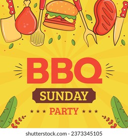 BBQ party. Barbecue party. barbecue poster or banner. BBQ time. Vector illustration. BBQ background. Poster, Banner, Card, Flyer, Invitation, Cover.. National Barbecue Day. May 16. event. grill party.