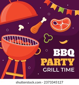 BBQ party. Barbecue party. barbecue poster or banner. BBQ time. Vector illustration. BBQ background. Poster, Banner, Card, Flyer, Invitation, Cover.. National Barbecue Day. May 16. event. grill party.