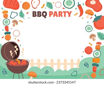 BBQ party. Barbecue party. barbecue poster or banner. BBQ time. Vector illustration. BBQ background. Poster, Banner, Card, Flyer, Invitation, Cover.. National Barbecue Day. May 16. event. grill party.