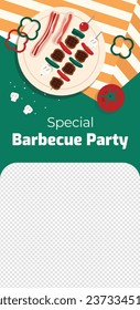 BBQ party. Barbecue party. barbecue poster or banner. BBQ time. Vector illustration. BBQ background. Poster, Banner, Card, Flyer, Invitation, Cover.. National Barbecue Day. May 16. event. grill party.