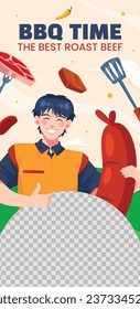 BBQ party. Barbecue party. barbecue poster or banner. BBQ time. Vector illustration. BBQ background. Poster, Banner, Card, Flyer, Invitation, Cover.. National Barbecue Day. May 16. event. grill party.