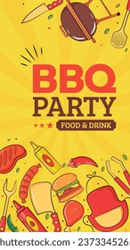 BBQ party. Barbecue party. barbecue poster or banner. BBQ time. Vector illustration. BBQ background. Poster, Banner, Card, Flyer, Invitation, Cover.. National Barbecue Day. May 16. event. grill party.