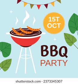 BBQ party. Barbecue party. barbecue poster or banner. BBQ time. Vector illustration. BBQ background. Poster, Banner, Card, Flyer, Invitation, Cover.. National Barbecue Day. May 16. event. grill party.