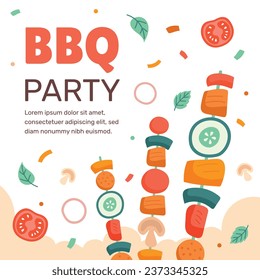 BBQ party. Barbecue party. barbecue poster or banner. BBQ time. Vector illustration. BBQ background. Poster, Banner, Card, Flyer, Invitation, Cover.. National Barbecue Day. May 16. event. grill party.