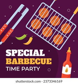 BBQ party. Barbecue party. barbecue poster or banner. BBQ time. Vector illustration. BBQ background. Poster, Banner, Card, Flyer, Invitation, Cover.. National Barbecue Day. May 16. event. grill party.
