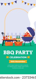 BBQ party. Barbecue party. barbecue poster or banner. BBQ time. Vector illustration. BBQ background. Poster, Banner, Card, Flyer, Invitation, Cover.. National Barbecue Day. May 16. event. grill party.