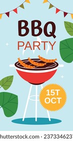 BBQ party. Barbecue party. barbecue poster or banner. BBQ time. Vector illustration. BBQ background. Poster, Banner, Card, Flyer, Invitation, Cover.. National Barbecue Day. May 16. event. grill party.