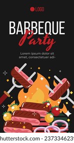 BBQ party. Barbecue party. barbecue poster or banner. BBQ time. Vector illustration. BBQ background. Poster, Banner, Card, Flyer, Invitation, Cover.. National Barbecue Day. May 16. event. grill party.