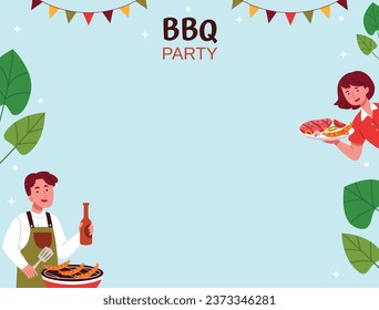 BBQ party. Barbecue party. barbecue poster or banner. BBQ time. Vector illustration. BBQ background. Poster, Banner, Card, Flyer, Invitation, Cover.. National Barbecue Day. May 16. event. grill party.