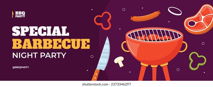 BBQ party. Barbecue party. barbecue poster or banner. BBQ time. Vector illustration. BBQ background. Poster, Banner, Card, Flyer, Invitation, Cover.. National Barbecue Day. May 16. event. grill party.