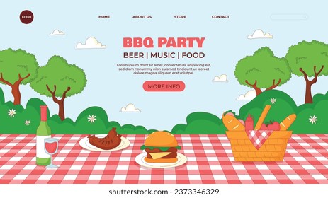 BBQ party. Barbecue party. barbecue poster or banner. BBQ time. Vector illustration. BBQ background. Poster, Banner, Card, Flyer, Invitation, Cover.. National Barbecue Day. May 16. event. grill party.