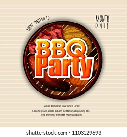  BBQ party, barbecue poster, food flyer, menu card, or promotional advertisement banner, 