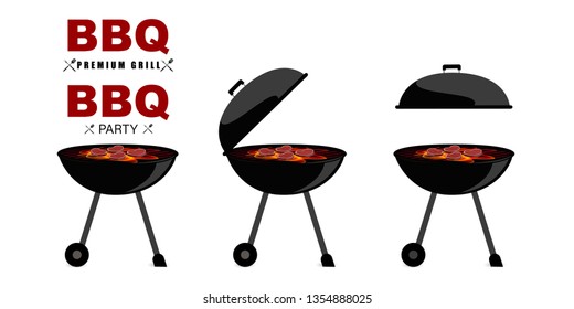 BBQ party. Barbecue set in vector style. Bbq grill, summer style. vector illustration