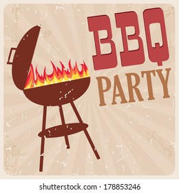 BBQ party card, vector illustration