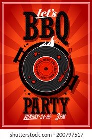 Bbq party design with vinyl record on the grill