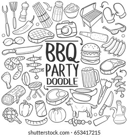 BBQ Party Doodle Icons Hand Made