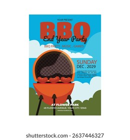 BBQ party flyer poster template design