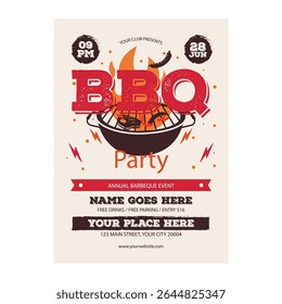 BBQ party flyer poster template design