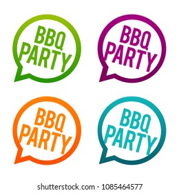 BBQ party fun round Buttons. Circle Eps10 Vector.