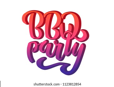 BBQ party hand lettering logo vector design template. Gradient Barbecue text typographic label isolated on white background