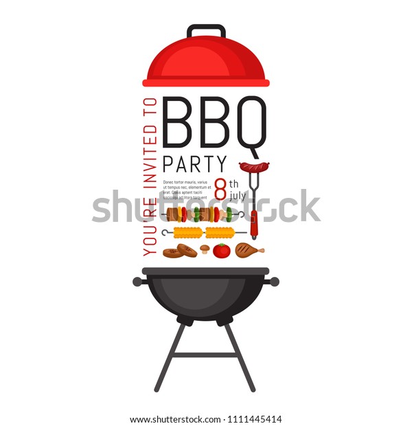 q Party Einladung Mit Grill Und Stock Vektorgrafik Lizenzfrei