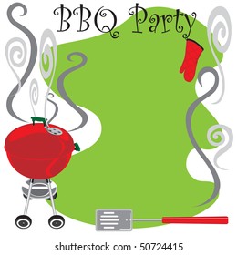 BBQ Party Invitation with smoking hot grill