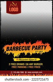 BBQ party invitation template. Summer Barbecue weekend flyer. Vector design for celebration, invitation, greeting card.