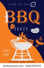 BBQ Party Invitation Vector Illustration