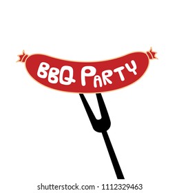 BBQ Party Sausage On Fork Background Vector Image
