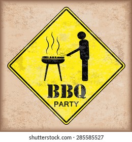 BBQ party sign on the vintage background. Eps 10 vector file.