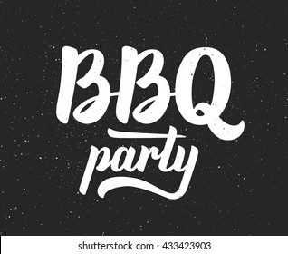 BBQ party typographic design isolated on black background. Vector illustration