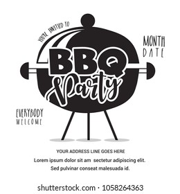 BBQ party vector illustration,and bbq barbecue party hand drawn poster