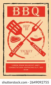 BBQ Party Vector Poster, Grill and Chill