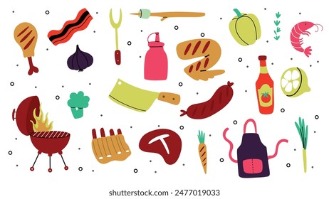 Conjunto de Vector de fiesta de barbacoa