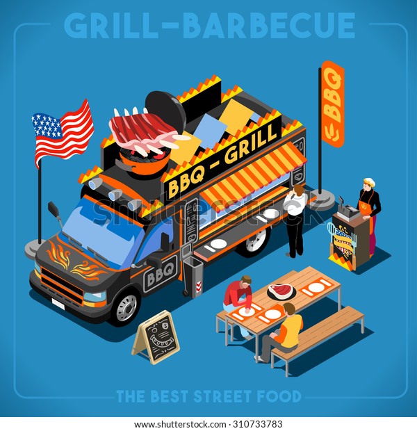 Bbq Passion Food Truck Own Menu Stock Vector Royalty Free