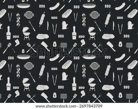 Bbq  pattern Vectors decorative icons set design	