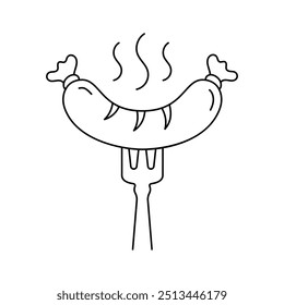 Bbq, picnic, cookout, grilled food on fork vector design