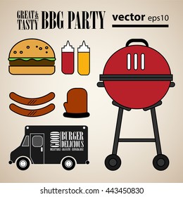 Bbq and picnic elements in flat design
