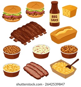 BBQ Picnic Ribs with Beans, and Sandwiches and Cornbread.