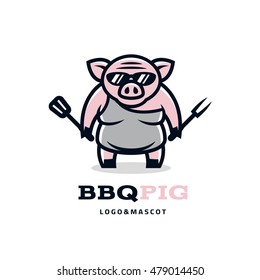 BBQ pig logo and mascot template