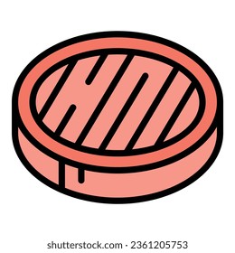 Bbq place icon outline vector. Fresh pork. Beef food color flat